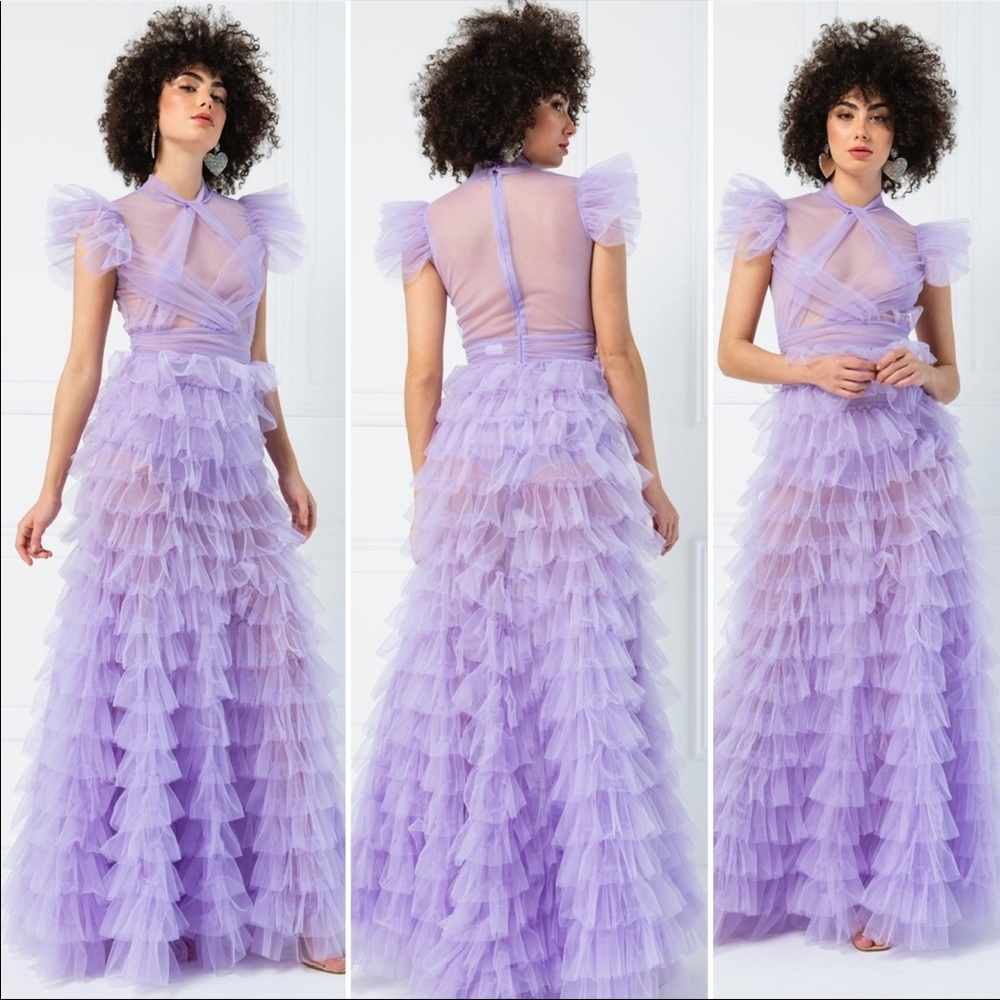 Lilac tile transparent long dress
